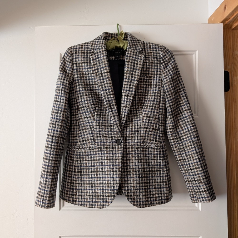J. Crew Houndstooth Wool Schoolboy Blazer